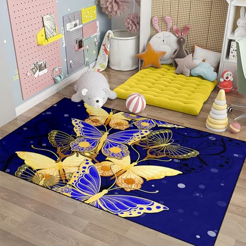 FJKJHKGJ Butterfly Rugs for Girls Bedroom Decor Butterfly Theme Floor Polyester Mats for Teen Girls Women, 2'x3'