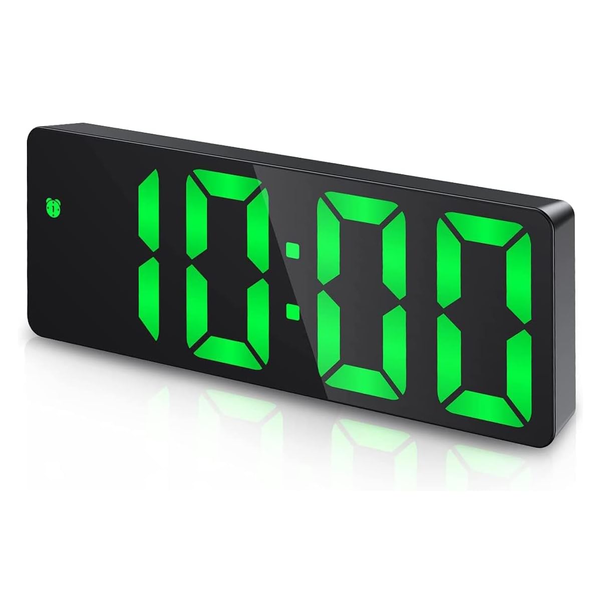 Joyzzz LED Digital Alarm Clock, Electric Nightlight Clock with 3 Adjustable Brightness, Electronic Desktop Clock with Temperature Display, Digital Alarm Clocks for Bedroom 12/24 Hours Display (Green)