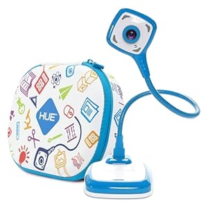 HUE HD Pro Flexible USB 11×17 Document Camera and Classroom Visualizer for Teachers: Built-in Microphone/Lights, Windows, macOS, Chromebook Compatibility (Blue Camera with White Carry Case)