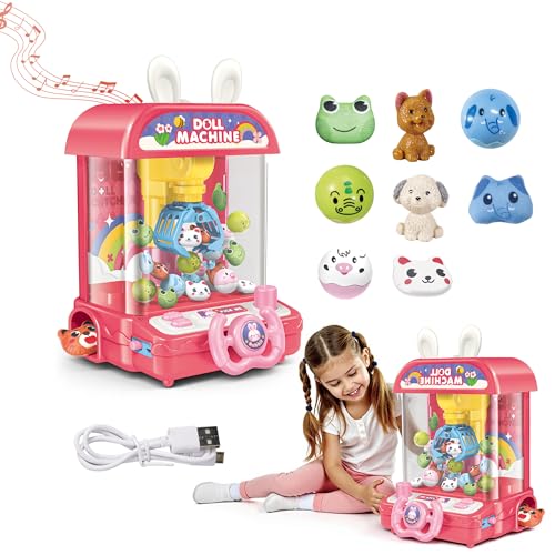 HONGYEE Mini Máquina de Pinzas con Música,Dispensador de Caramelos Candy Doll,Dispensador de Premios para Niños de 3, 4, 5, 6, 7, 8+Años,Regalos de Cumpleaños y Navidad para Niñas y Niños.