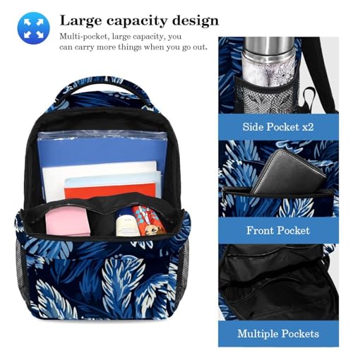 Cartables grande capacité imprimé patte bleu abstrait cool avec trousse - 3