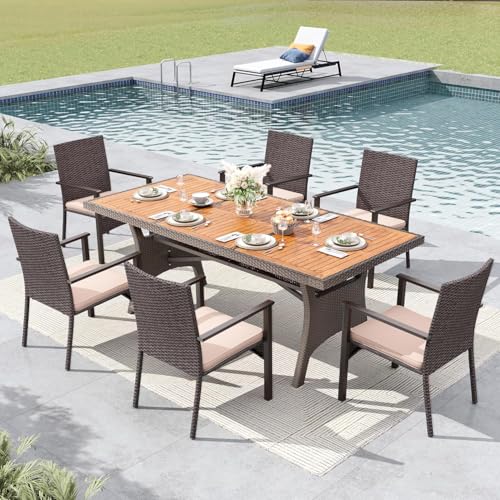 Image of MFSTUDIO Wicker Patio Chairs Set of 4, Outdoor Furniture Dining Chairs, Extra-Wide Patio Chair Set with Zipper Cushions, Rattan Outdoor Chair Sets of 4, Deck, Porch