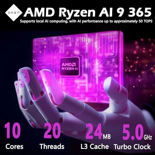 Image of HP OMEN 17.3 inch FHD 144Hz Display AI Gaming Laptop, AMD Ryzen AI 9 365, GeForce RTX 5060, 64GB DDR5+2TB SSD, Dual HyperX Speakers, RGB Numeric Keyboard, Win 11 Home, WiFi 6