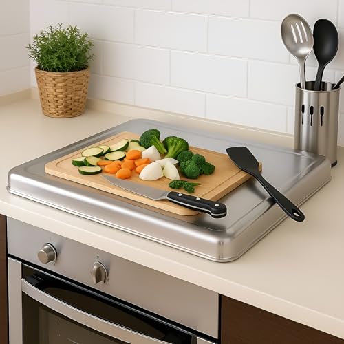 Tapa encimera gas. Tapa vitroceramica con ancho máximo de 58 cm. Cubre fuegos Cocina de gas de Acero inoxidable, blanco o negro. - Imagen 3