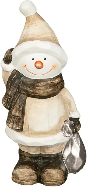 Hjorth Keramik Figur Schneemann | Weihnachtsdeko | Keramik-Figur 18 cm