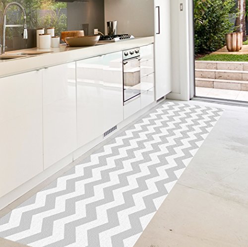 VINILIKO, Alfombra de vinilo, Chevron, Gris, 66x150 cm