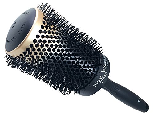 Round Ceramic Ionic Nano Technology XX-Large Hair Brush by Better Beauty Products, XXL/2.5 inch/65mm Barrel with Nylon Bristles, Professional Salon Brush, Black with Metallic Gold