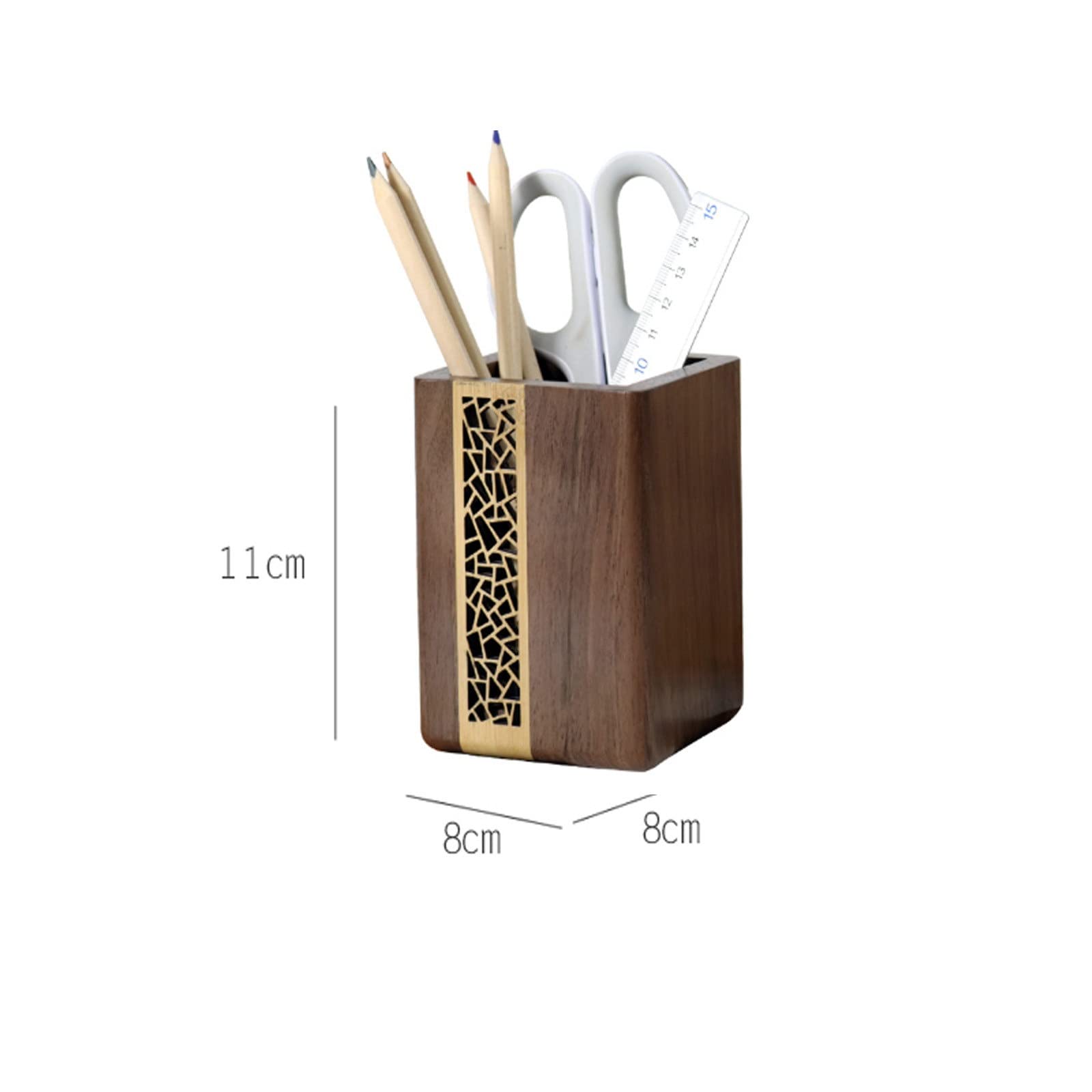 Portalápices de Madera, portalápices, Organizador de Maquillaje y brochas para Oficina, Escuela, hogar, 11 x 8 x 8 cm, marrón (marrón 11 x 8 x 8 cm)