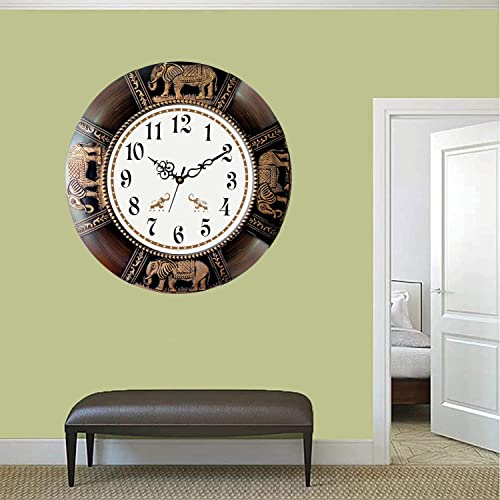 Image of Plastic Designer Vintage Vastu Wall Clock (Black, Cola, 40 x 40 cm)