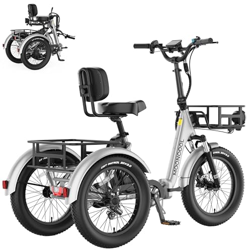 MOONCOOL Foldable Electric Tricycle for Adults, 20' Aluminum E-Trike 48V 20Ah 750W Motor, 6-Speed...