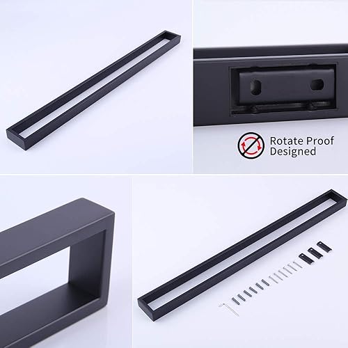 Miniatura 7 de GERZWY Toallero de baño negro mate de 36 pulgadas, barra de toalla de baño de acero inoxidable SUS 304, estilo moderno, montaje en pared