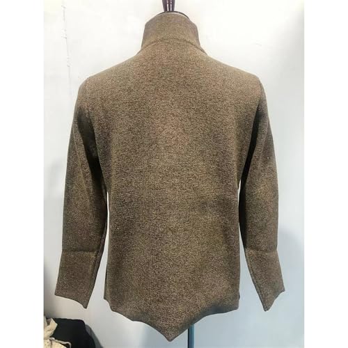 Men's Blazer Collar Long Sleeve Button Sweater Regular Fit Knit Men Cardigans Casual Sweater Sport Pockets Coat Khaki2