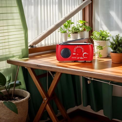 Radio con manivela para emergencias sin batería con linterna AM/FM 2
