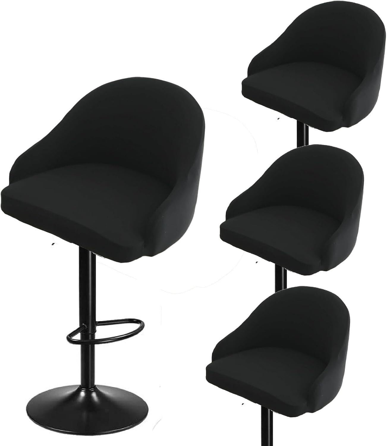 SDNAM Pub Bar Counter Stool Chair Covers with Back and Arms Set of 4/2/1 Stretch, Swivel Curved Kitchen Barstool Chair Cover Curved Back Bar Stool Slipcovers with Arms(H19,4PCS)