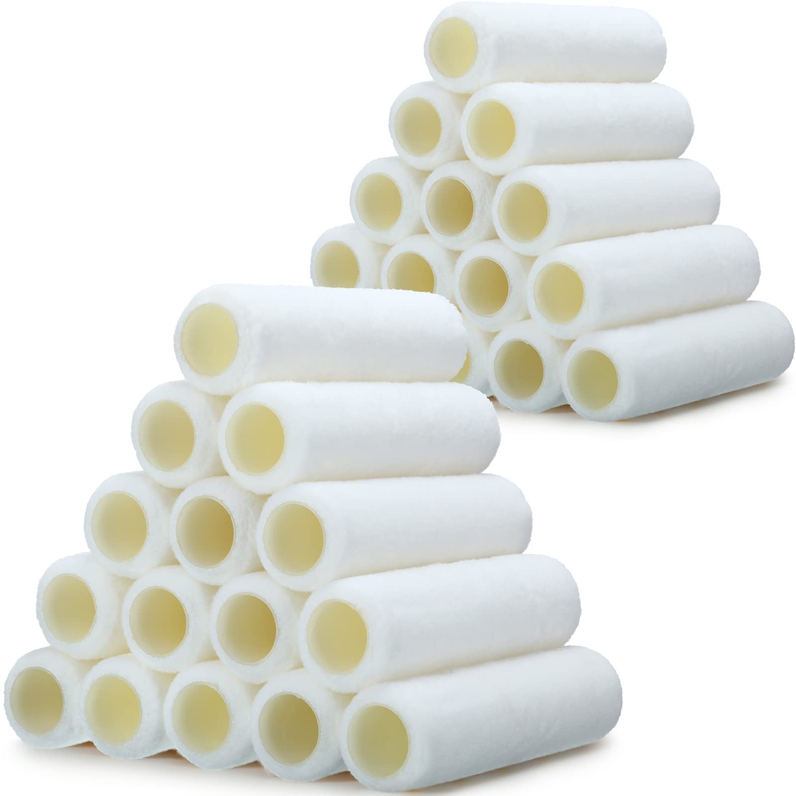 Coperture per rulli di vernice 20 x 7,8 cm, in microfibra, per pittura a rullo per pareti e soffitti, forniture per la pittura domestica (bianco, confezione da 24)