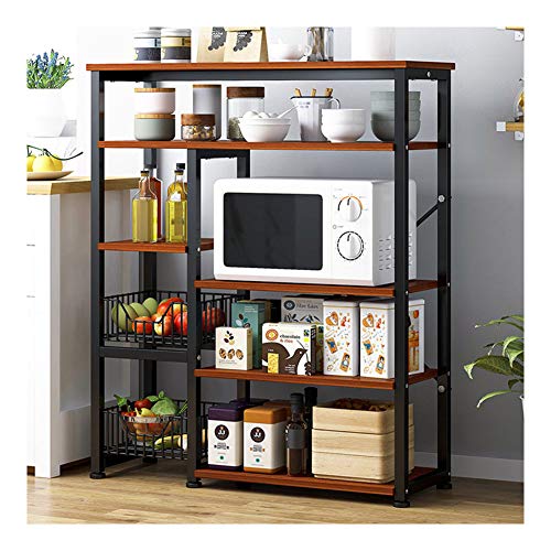 LXFTK Kitchen shelf storage Shelf Shelving Units Standing Shelf Units kitchen shelf unit Kitchen Storage Trolleys Oven shelf tableware storage shelf floor-mounted multi-layer-brown-5