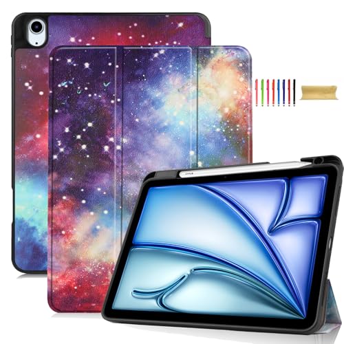Étui iPad Air 11 2024 silicone rigide à trois volets protection galaxie