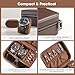 ProCase Travel Watch Case, 2 Slots PU Leather Mens Jewelry Box, Portable Watches Cufflinks Accessories Storage Case, Zippered Carrying Organizer Bag for Man, Valentine's Day Gift -Brown