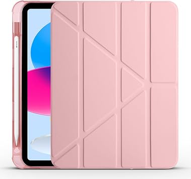 Apple iPad 11.Nesil 2025 A16 ile Uyumlu K l f Kalem B lmeli Tri Folding Katlanabilir Standl  PU Deri Yumu ak Silikon, Tablet Kapak [Ak ll  Kapak, Uyku Modlu], Rose Gold