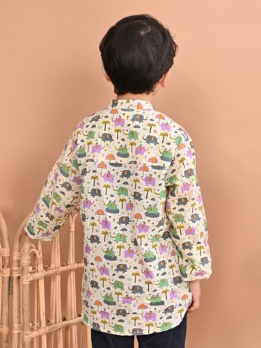 Image of superminis Boys Cotton Regular Fit Printed Kurta Shirt