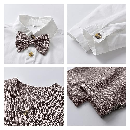Image of Volunboy Toddler Suit Boys Formal Wedding Guest Dress Outfit | graduation dress clothes, gentleman ring bearer bowtie outfit, back-to-school pants set, birthday photoshoot dressy outfit