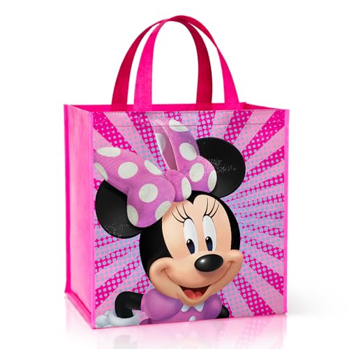 Disney Minnie Mouse Tote Bag Accessories Set with 15 Grocery Bag Featuring Minnie Mouse | Double-Sided Minnie Reusable Bags Medium