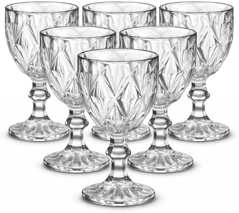 Jogo de 6 Taças de Vidro Diamond Transpa...