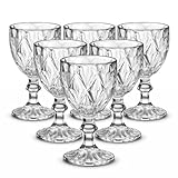 Jogo de 6 Taças de Vidro Diamond Transparente 315ml Design Elegante e Resistente Ideal para Suco Água Refrigerante Drinks e Café Transparente para Cozinha Bar e Restaurante