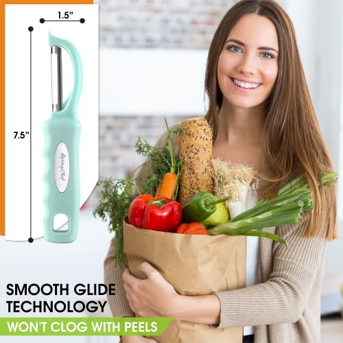 Image of Spring Chef Swivel Vegetable Peeler for Kitchen w /Soft Grip Handle, Mint