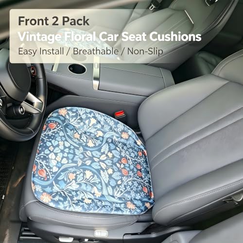 Image of Vintage Floral Car Seat Cushions 2 Pack Front Seat Protector, Breathable Non Slip Car Seat Covers for Car Truck SUV, Washable Wear Resistant Auto Seat Pads, 20.9INx19.5IN Universal Fit Car