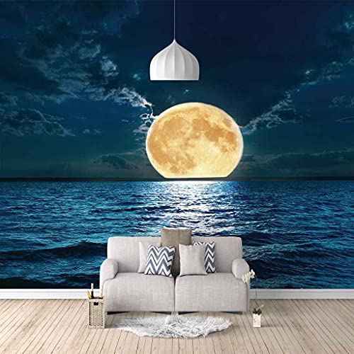 Papier Peint Grand Format Pleine Lune Bleue Toile Premium 3D