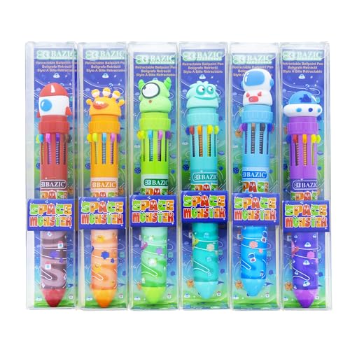 BAZIC Products 10�F�{�[���y���A1.0mm�����A�����X�^�[�V���[�Y�A�i�[���}���`�J���[�y���A�y�������킢���{�[���y���A�I�t�B�X/�w�Z�p�i�̃M�t�g�� 6�{�p�b�N