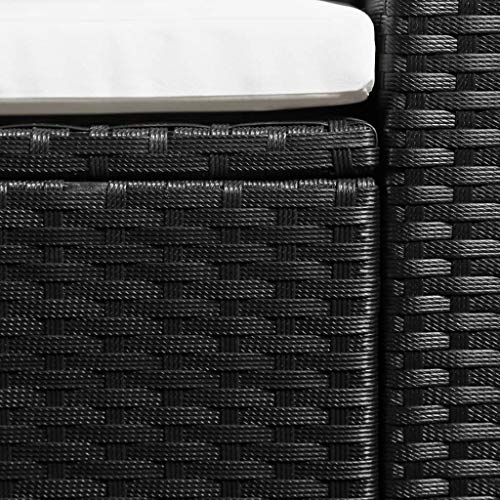 FAMIROSA 3-TLG. Garten-Lounge-Set Poly Rattan Schwarz und Weiß – Bild 3