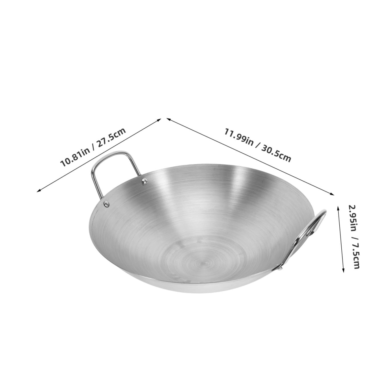 Lurrose Wok Capacità Tondo da Acciaio Fondo Inossidabile Professionale in e Facile Padella Grande Pulire, per Cucina Barbecue Domestico
