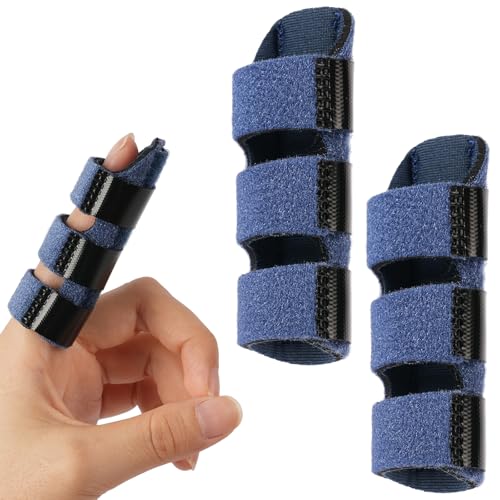 BUTBU 2 Piezas Ajustables para Dedos, Férulas Dedo Gatillo con Aluminio Incorporado, Férula Pulgar, Protector Dedo para Artritis, para Artritis, Tendinitis y Esguince de Pulgar, Azul Oscuro
