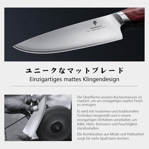 SANMEIHO Kochmesser 20cm Profi Japanisches Küchenmesser Chefmesser – Ansicht 6