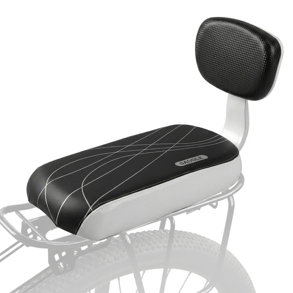 STHIRA® Bicycle Rear Seat Cushion Backrest PU Leather Padded Support | Soft PU Leather Design, Single Set - For Mountain Road Hybrid Bikes Cycle Seat Cushion Comfortable Riding, Family Rides Daily-image-9