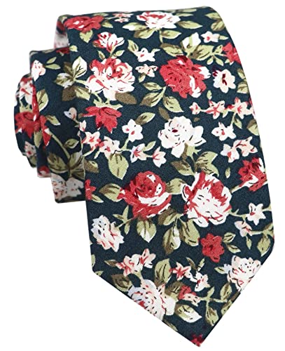 Image of Elfeves Men's Skinny Solid Color Tie Causal Cotton Linen Narrow Slim cut Necktie
