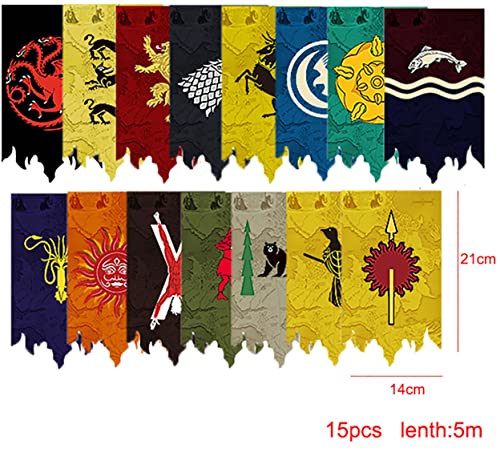Birthday Gifts Game Flags Thrones Banners Poster For Birthday Party Classroom Garden Decor 5M 15Pcs #TOP1