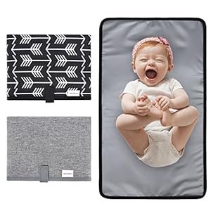Baby Diaper Changing Pads, 2Pack Portable Changing Pad for Newborn Girl & Boy, Waterproof Travel Baby Changing Mat – Lightweight & Compact (Black Arrow, and Light Grey)