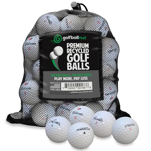 Golfball Nut - 48 Used Golf Balls – Recycled Bulk White Mix For Practice &Amp; Play – Good Condition – Includes Mesh Bag – Budget-Friendly &Amp; Sustainable Golf Balls