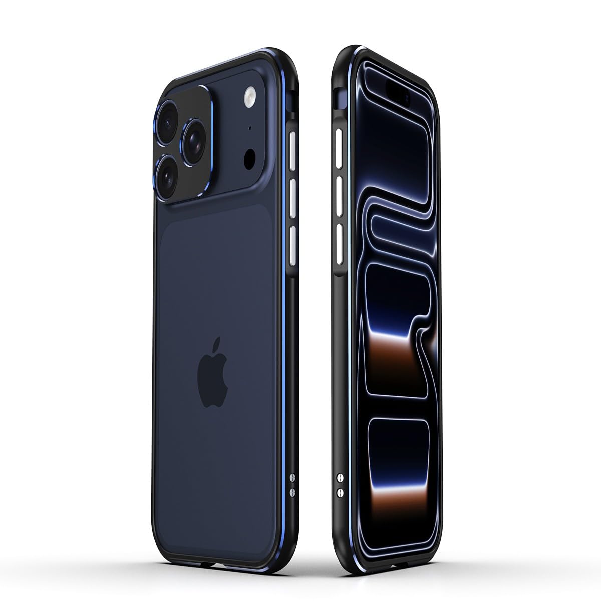Coque iPhone 17 Pro Max rigide pare-chocs métal et protection objectif bleu - 8