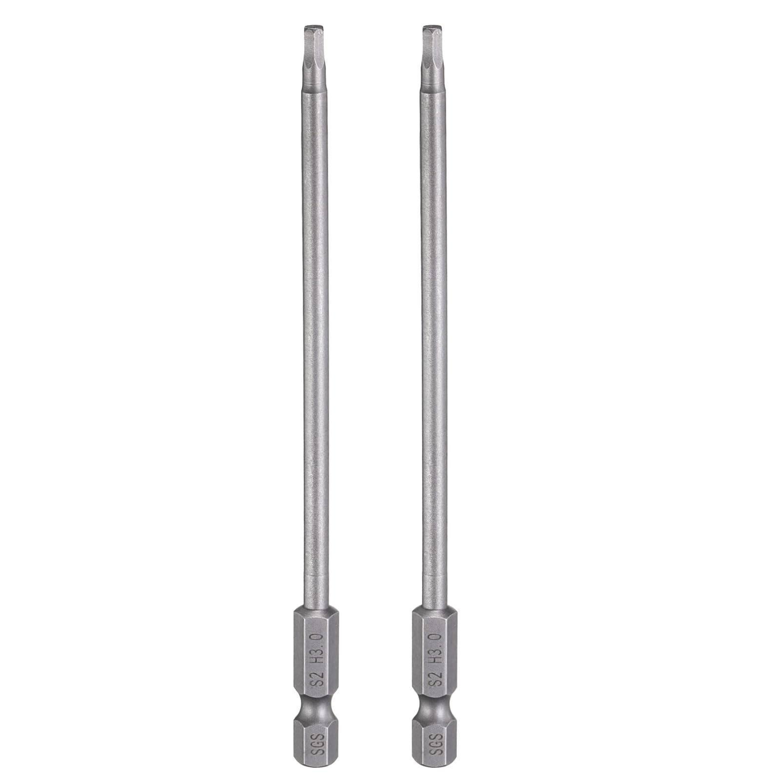 sourcing map 2pcs H3.0 Hex Head Drill Bit Wrench 3mm Metric Flat Tip 1/4" Hex Shank 150mm (6") Long Magnetic Hexagonal Screw Driver Socket Industrial Screwdriver Power Bits