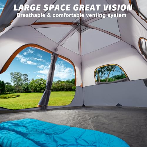 Image of UNP 2 /4 /6 /8 Person Tent, Portable Cabin Tent, Camping Tent 4-Person Easy Set Up, Waterproof with Top Rainfly for Outdoor Camping /Hiking