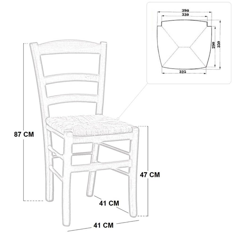 ok affarefatto zimbardi costanza Stuhl aus Massivholz in der Farbe Kirsche mit Sitz aus Stroh für Restaurant, Haus, Modell Paesana robust mit Dicke der Beine von 36 x 40 mm, bereits montiert