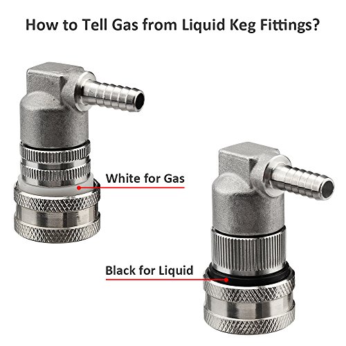 OneBom Ball Lock Disconnect, Gas & Liquid Corny Keg Fittings, MFL 1/4’’ Threaded with 5/16’’ Stainless Steel Barbed & Hose Clamp (1/4'' Hose Barb) - Thumbnail 2
