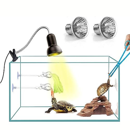 Aquariumbasics Reptile Heat Lamp Light, Uva Uvb Reptile Light, Reptile Turtle Heating Lamps For Turtles Tortoise Lizards Snake Bird Or Chick One Terrarium Lamp Light +Two 25W Bulb+2 Clip+1Tweezer thumb #5