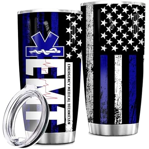 MDPrints Firefighter Gifts For Men Personalized Firefighter Graduation Cup 20 Oz Insulated Tumbler Mugs with Lids - Graduation Gifts for Him Thin Red Line, Fireman Decoration Cover