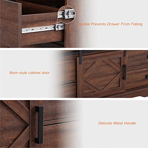 Image of WAMPAT 2-in-1 Farmhouse TV Stand with Drawers for 85 inch TV