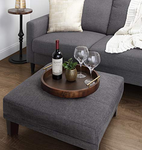 Kate-and-Laurel-Lipton-Mid-Century-Modern-Round-Wooden-Tray-155-Diameter-Dark-Walnut-Brown-with-Gold-Handles-Decorative-Accent-Tray-for-Storage-and-Display Kate and Laurel Lipton Mid Century Modern Round Wooden Tray 155 Diameter Dark Walnut Brown with Gold Handles Decorative Accent Tray for Storage and Display